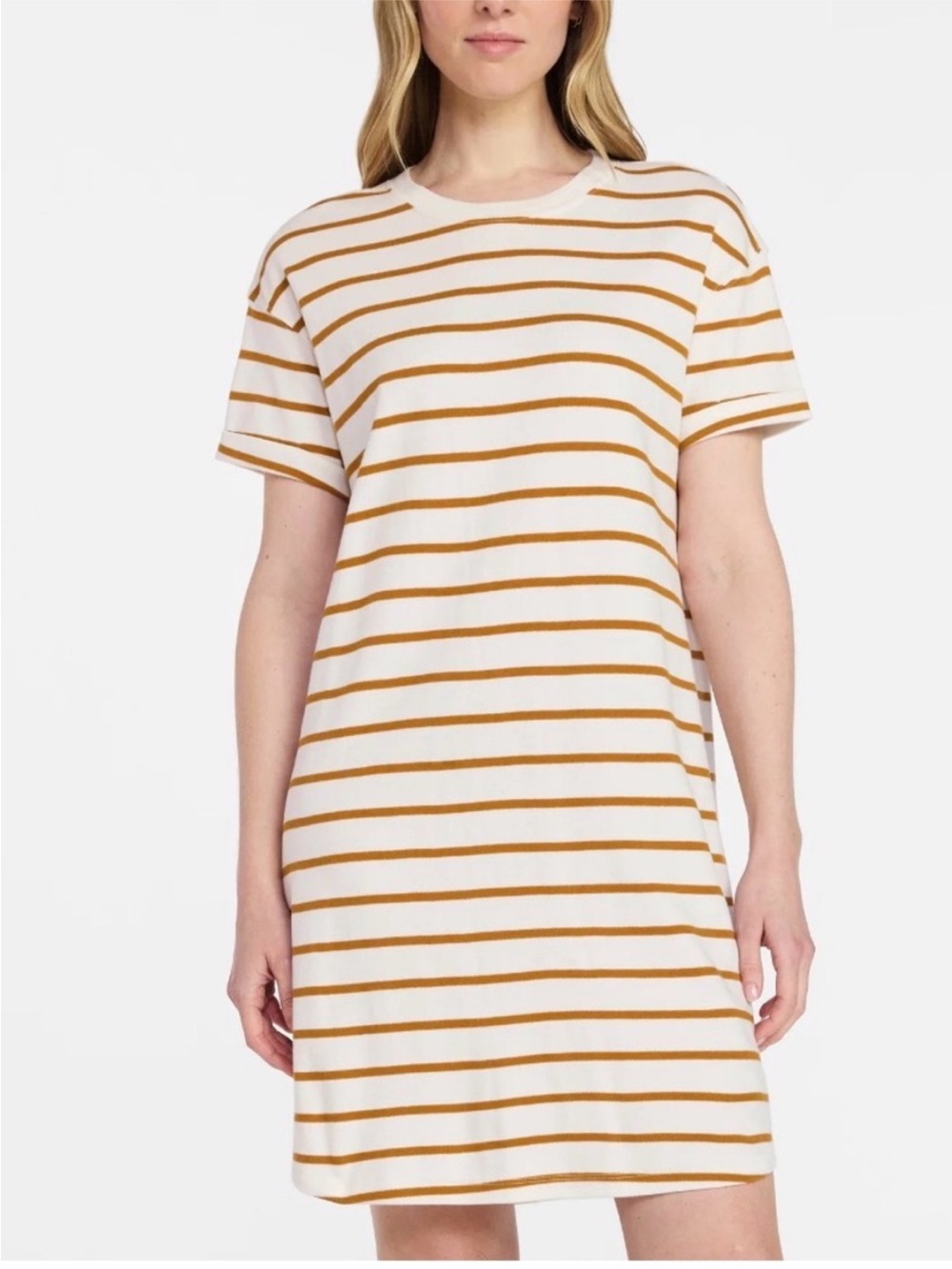 Brown and White Striped T-Shirt XL